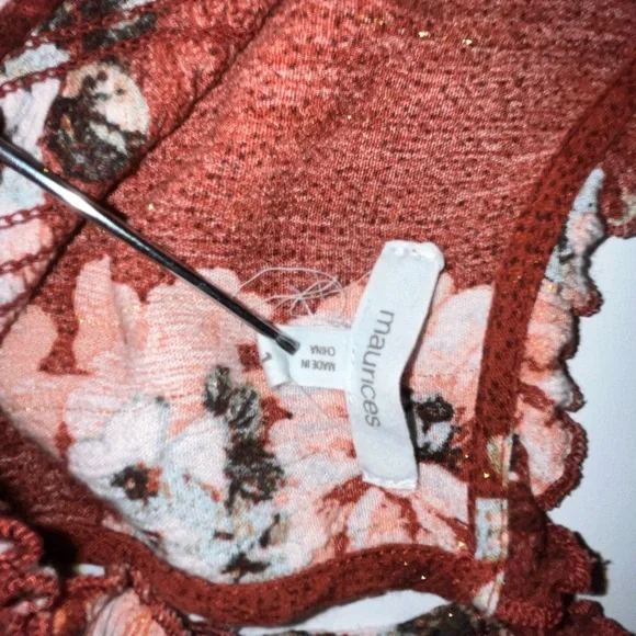 Maurices Red Smocked Ruffled Blouse - Picture 4 of 5